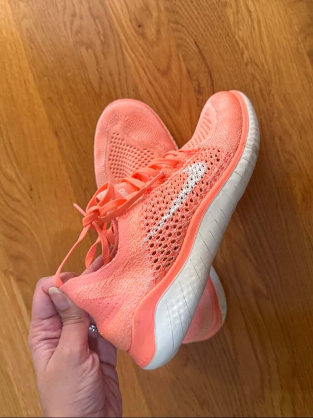 Nike Free RN Flyknit Coral Running Shoes Womens 7.5